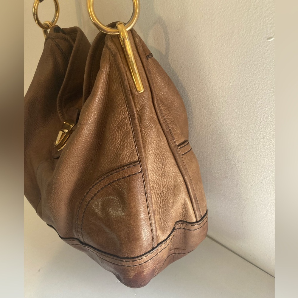 Vintage Prada Cervo Shine Hobo Bag in Luggage Brown - Picture 5 of 13